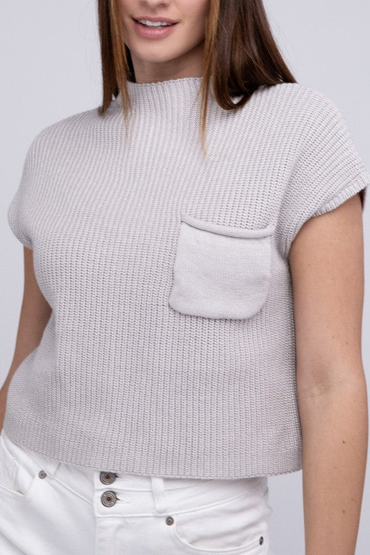 In the Pockit Short Sleeve Cropped Sweater