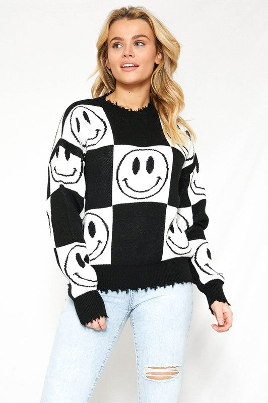 Smile for Me Checkered Sweater