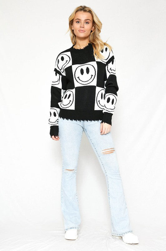 Smile for Me Checkered Sweater