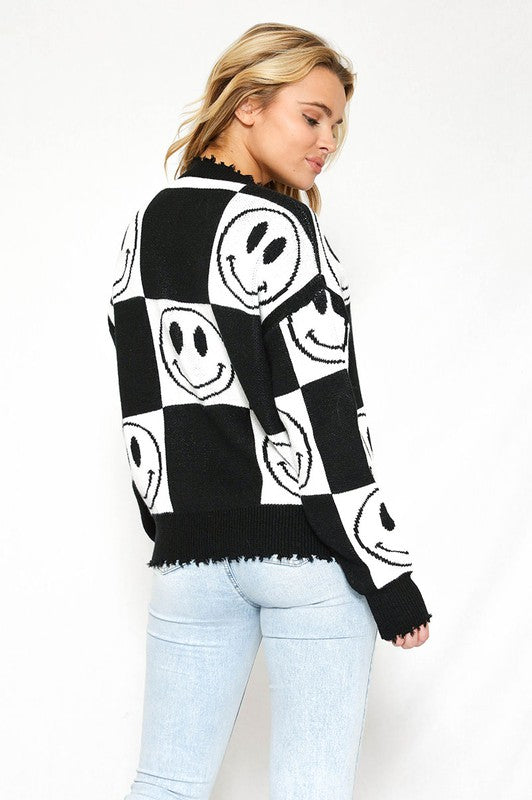 Smile for Me Checkered Sweater