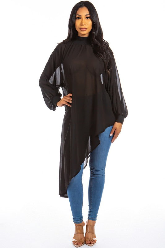 Sheer Delight Mesh Chiffon Top