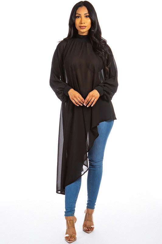 Sheer Delight Mesh Chiffon Top