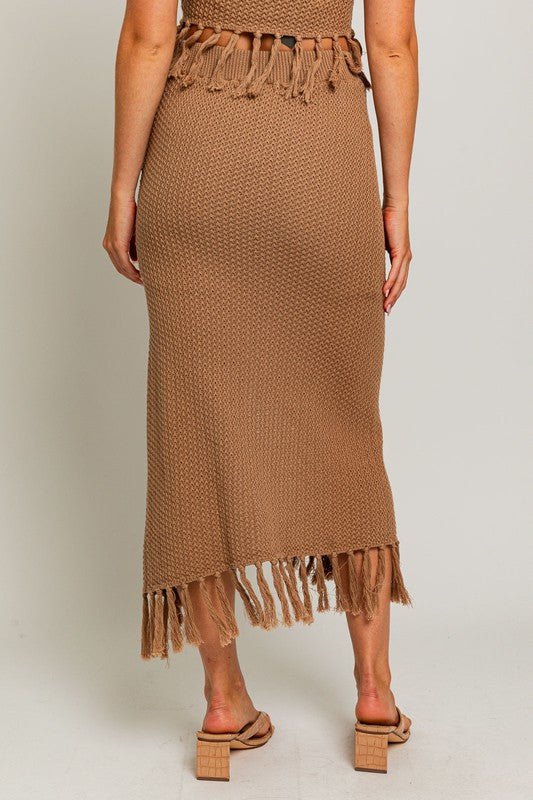 Paradise Perfect Tassel Crochet Midi Skirt