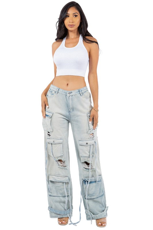On-The-Go Cargo Denim Pants