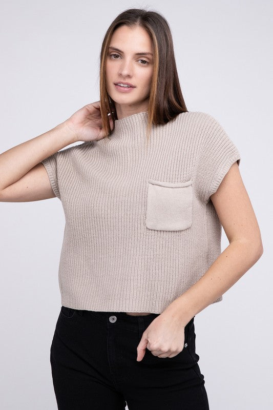 In the Pockit Short Sleeve Cropped Sweater