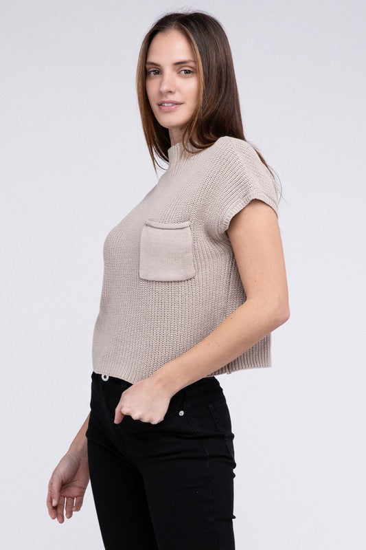 In the Pockit Short Sleeve Cropped Sweater