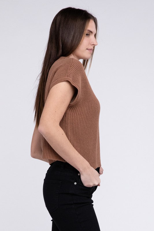 In the Pockit Short Sleeve Cropped Sweater
