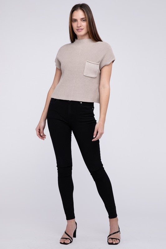 In the Pockit Short Sleeve Cropped Sweater