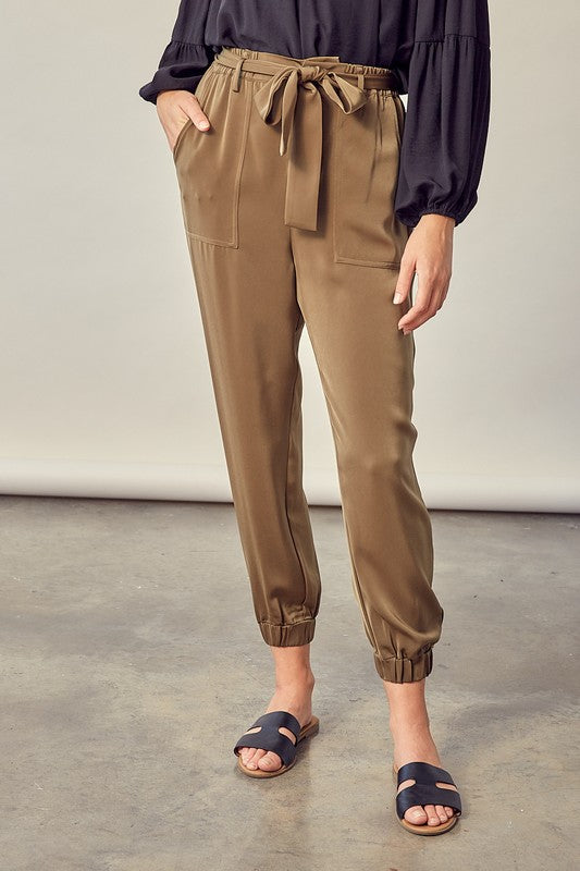 Take it Easy Belted Elastic Pants