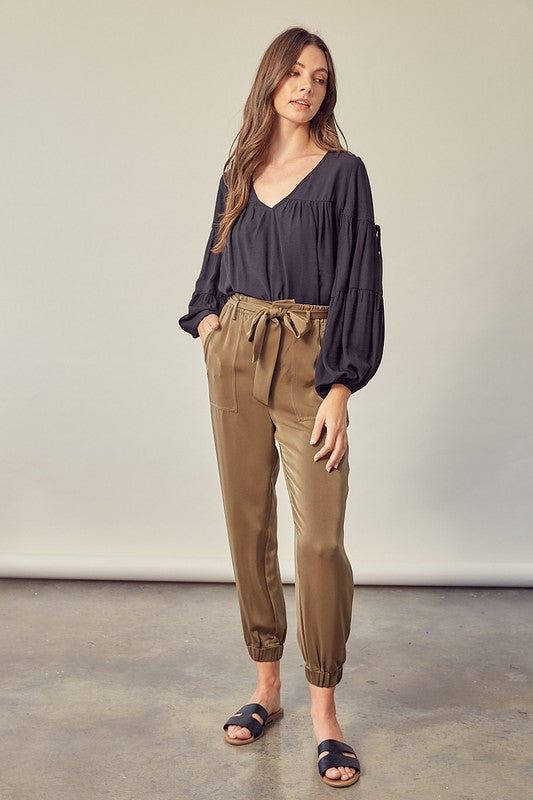 Take it Easy Belted Elastic Pants