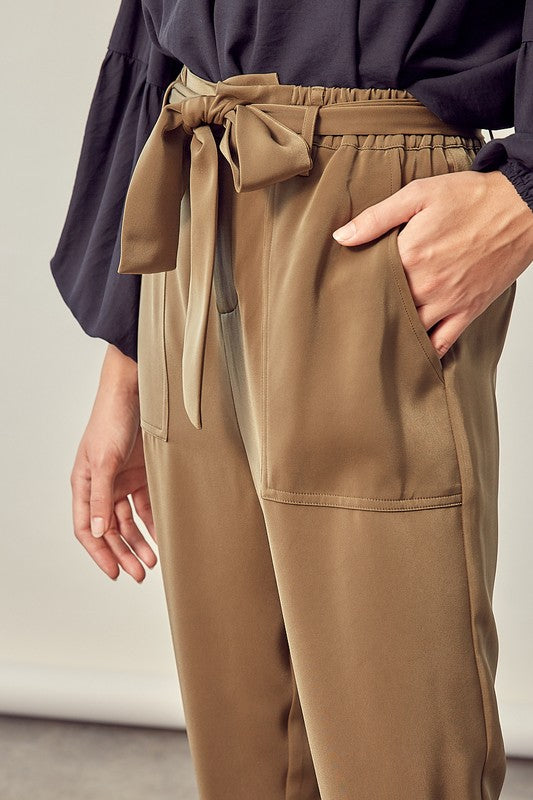Take it Easy Belted Elastic Pants