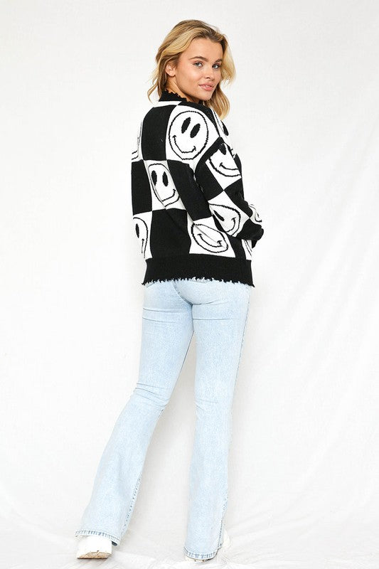 Smile for Me Checkered Sweater