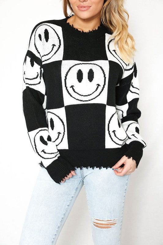 Smile for Me Checkered Sweater